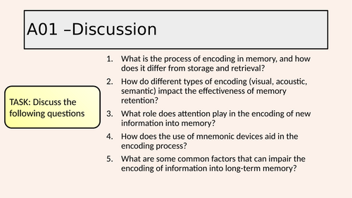 Edexcel GCSE 9 - 1 Psychology - Memory - Short-term and Long-term memory