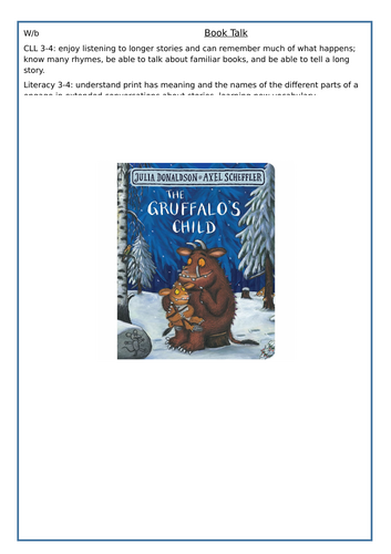 Gruffalo's child book talk worksheet