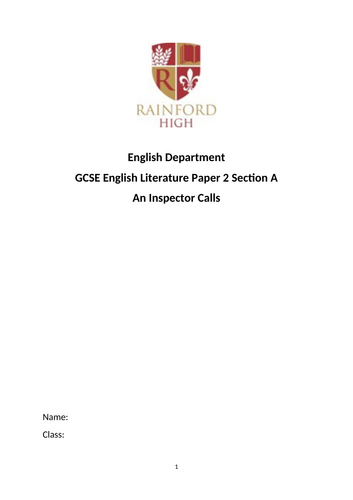 AN INSPECTOR CALLS 7-9 SCHEME KS4 AQA