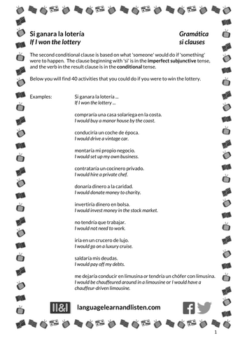 Spanish - Si clauses - Si ganara la lotería - If I won the lottery