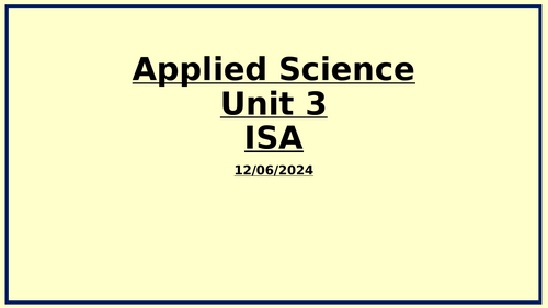 BTEC Applied Science Unit 3 teaching.