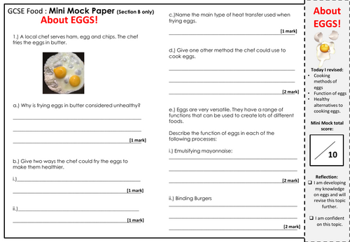 GCSE Food Mock Questions- About Eggs