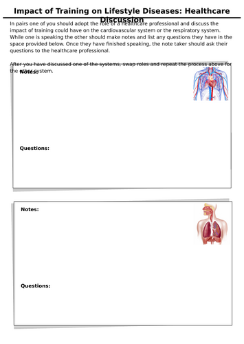Impact of training on lifestyle diseases: Healthcare discussion Work sheet