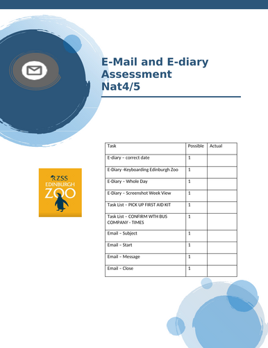 Cover Lesson - Admin ICT - Email and Ediary tasks - Edinburgh Zoo