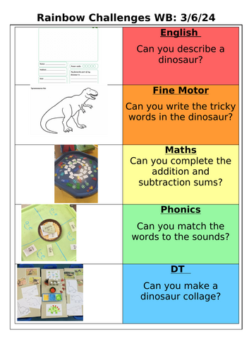 Year 1 Rainbow Challenges Summer 2