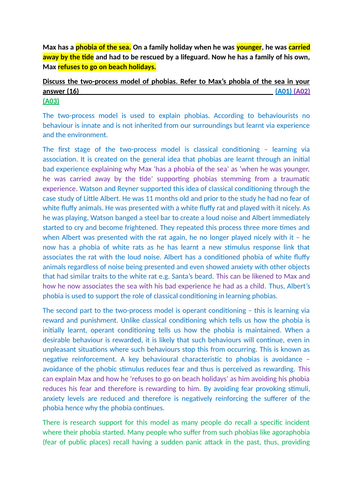 AQA Psychology - Application Practice