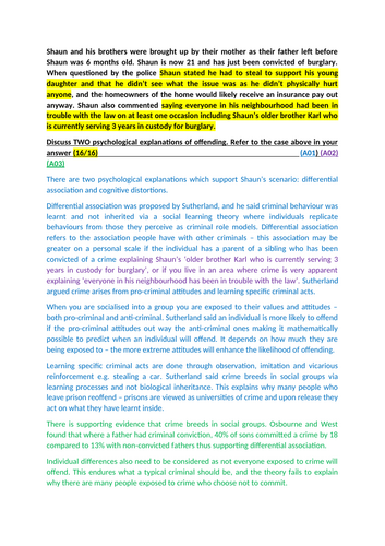 AQA Psychology - Forensics Application