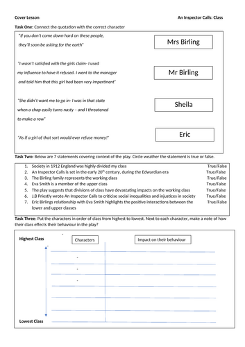 KS4 Cover: An Inspector Calls