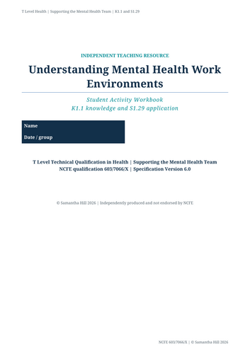 PO1: T Level Supporting the Mental Health Team K1.1  2026