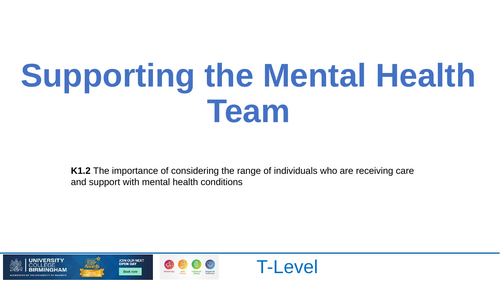 T Level Supporting The Mental Health Team K1.2