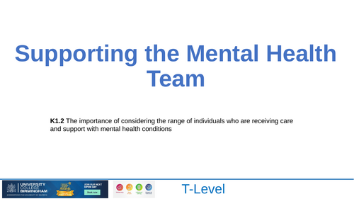 T Level Health Mental Health K1.2 and K1.3, Life Stages and Learning Disabilities, PPT and Workbook