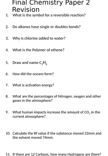 AQA Combined Chemistry Paper 2 Revision Booklet & ppt (Foundation)