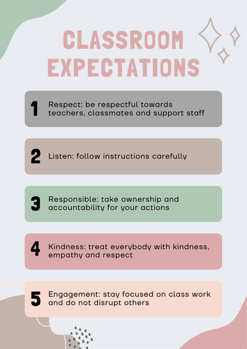 Boho  Classroom Expectations Poster