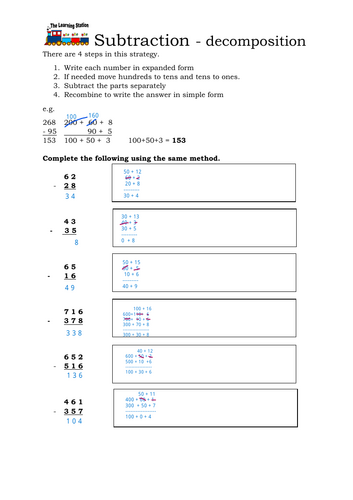 Subtraction using decomposition