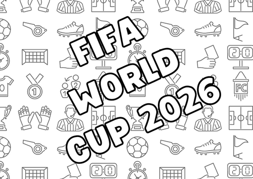 World Cup Football 2026 Football Colour in Picture Activity Sheets