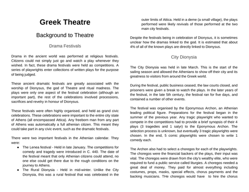OCR Greek Theatre Summary Notes