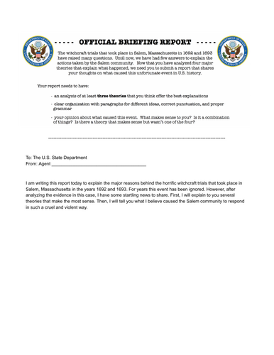 Salem Witch Trials Writing Prompt