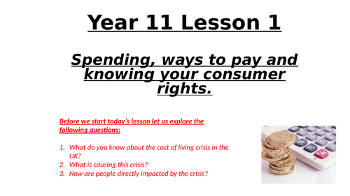NEW KS4 finance lessons - 5 in total