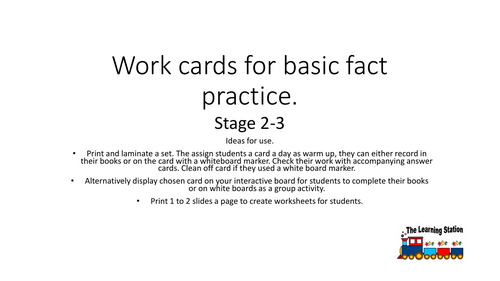 Stage 2-3 Maths Basic Facts Practice
