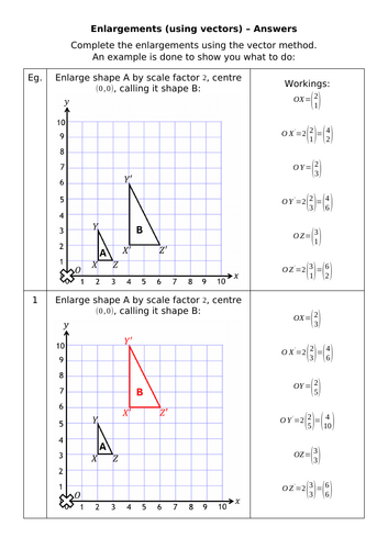 Enlargements (using vectors) Worksheet