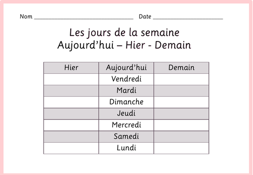 Today Yesterday Tomorrow (French version)