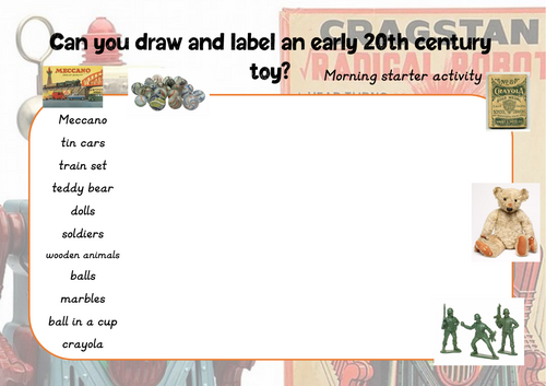 Can  you draw and label early 20th Century toy?