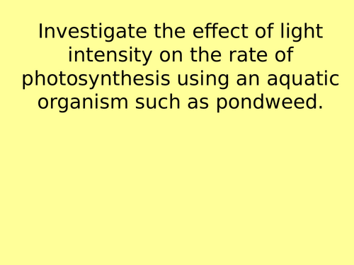 Photosynthesis Required Practical Combined Science