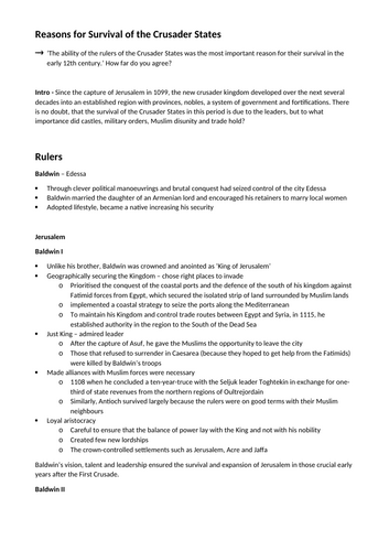 20 Mark Essay Plans (A Level OCR History) Crusades Revision Notes