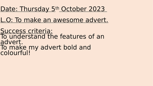 To create an advert
