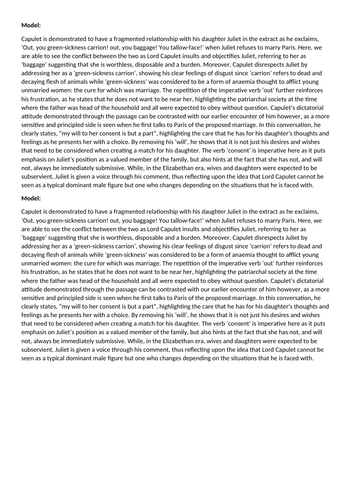 Romeo and Juliet model paragraph