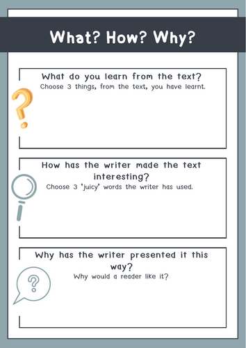 What? How? Why? Worksheet