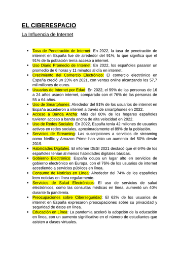 El Ciberespacio - Facts for AQA A-Level Spanish