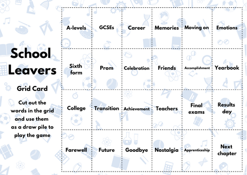 School Leavers Bingo Game. 18 Bingo Cards. Tutor Time Fun. Last Day. Leaving. Year 11