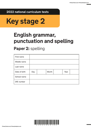 2022 SAT English test paper KS2