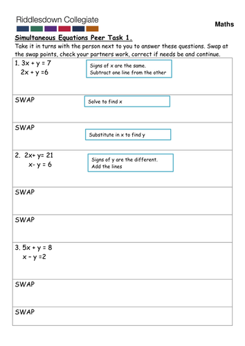 Simultaneous Equations ks3