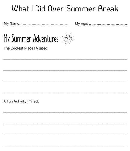 Printable What Did You Do This Summer Worksheet - What I Did Over Summer Break