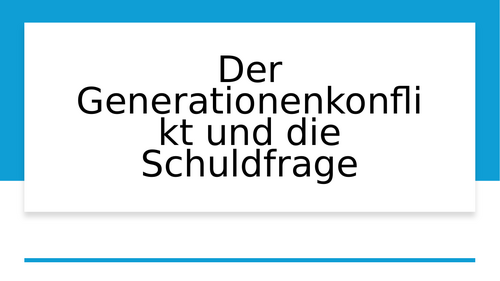 Der Vorleser Schuld und Generationenkonflikt -  blame and generational conflict A Level