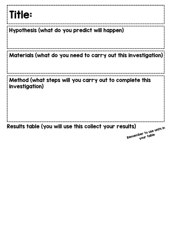 Planning an investigation template