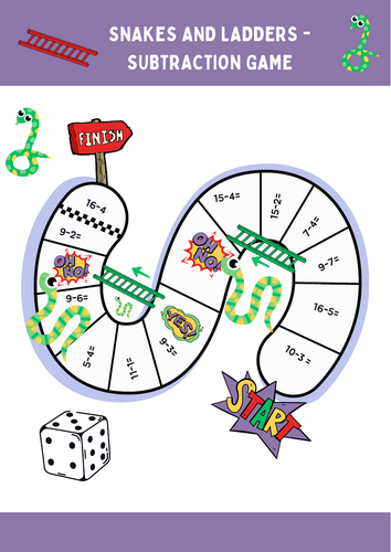 Snakes and Ladders Subtraction Game
