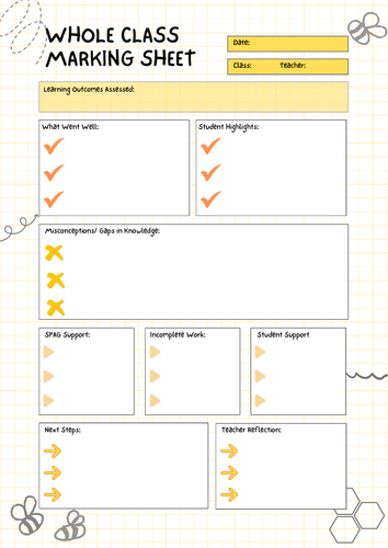 Whole Class Marking sheet- PDF | Teaching Resources