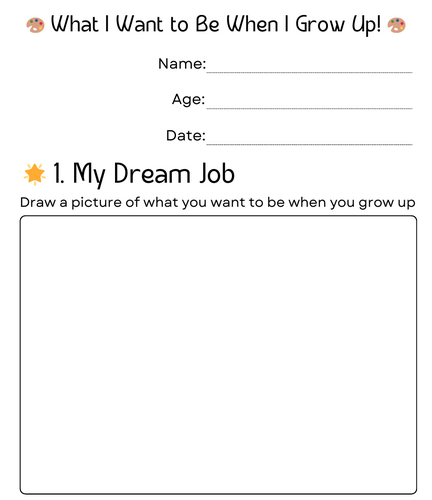 what i want to be when i grow up worksheet - when i grow up template printable