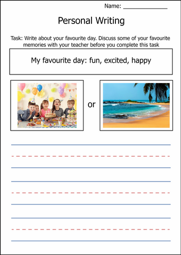 3 Writing templates for early/first level or ASN learner: personal, imaginative and functional