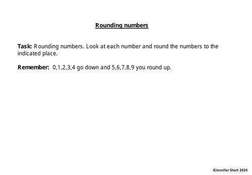 Rounding numbers to the nearest whole, 1dp, 2dp and 3 decimal places