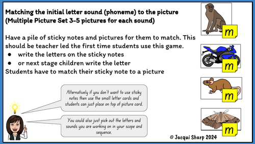 Matching the initial letter sound to the picture, multiple pictures