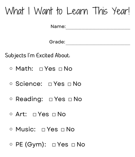 what i want to learn this year worksheet - printable what i learned worksheet