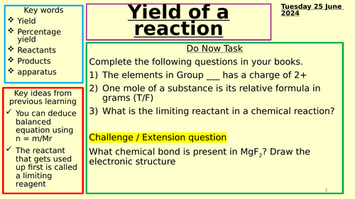 C4.4 Yield of a reaction