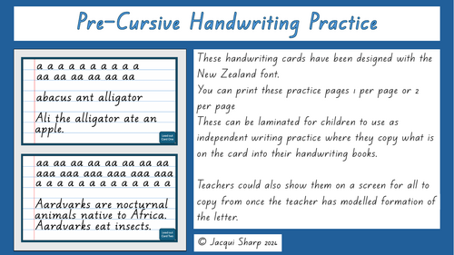 Pre-Cursive Handwriting Practice