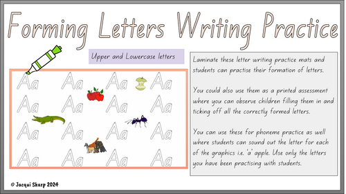 Upper and lowercase Letter writing practice