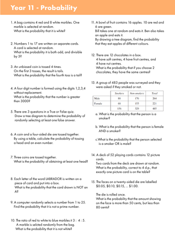 Year 11 Probability