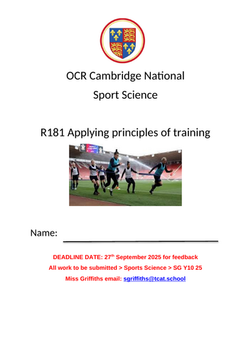 Cambridge National Sports Science R181/R182/R180 - Work Booklets